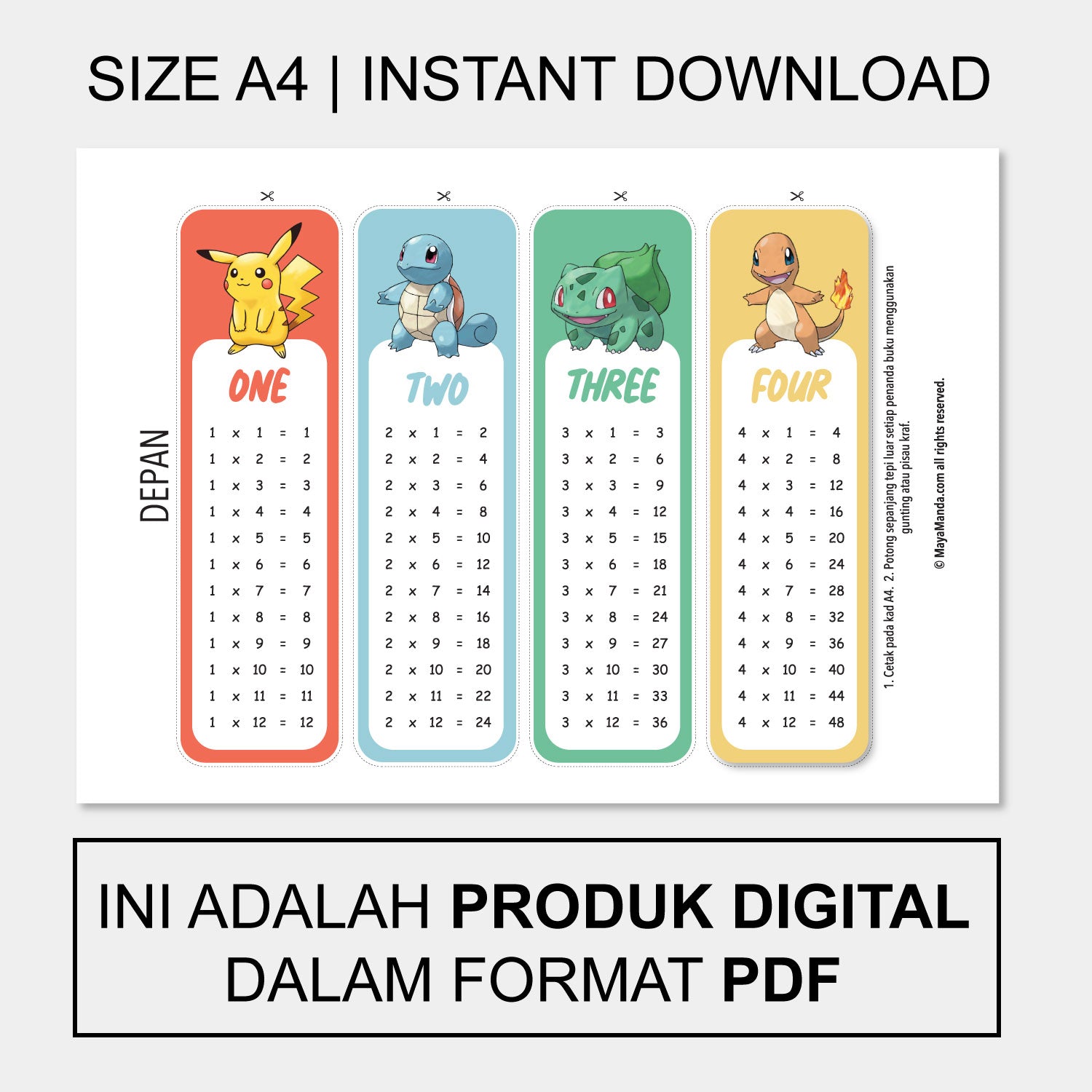 Printable Bookmark Pokemon